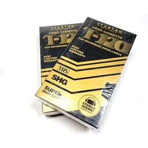 Bundle Of 2 VHS Spartan Hi-Tech T-120 Sealed Black Blank SHG Cassette Tapes